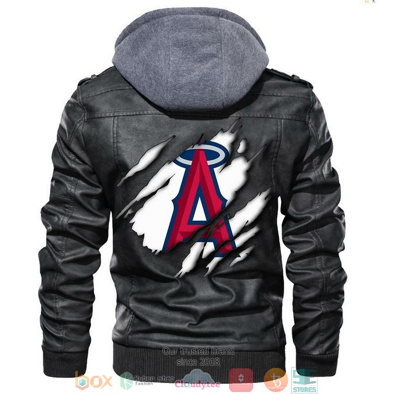 Los Angeles Angels MLB Baseball Black Motorcycle Men Art Leather Jacket