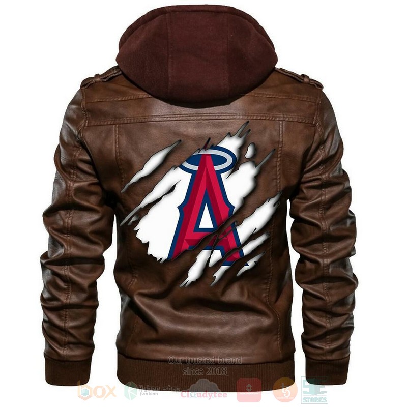 Los Angeles Angels MLB Baseball Sons of Anarchy Brown Motorcycle Leather Jacket