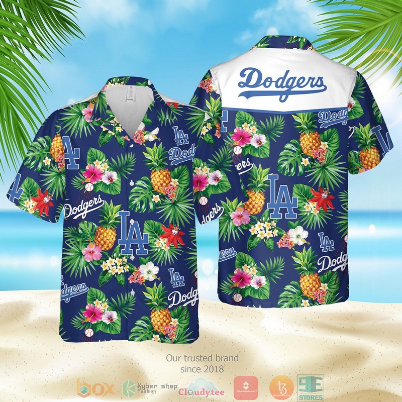 NEW Los Angeles Dodgers MLB pineapple blue Summer Hawaii Shirt, Shorts 2 Los Angeles Dodgers MLB pineapple blue Hawaiian Shirt Shorts 1