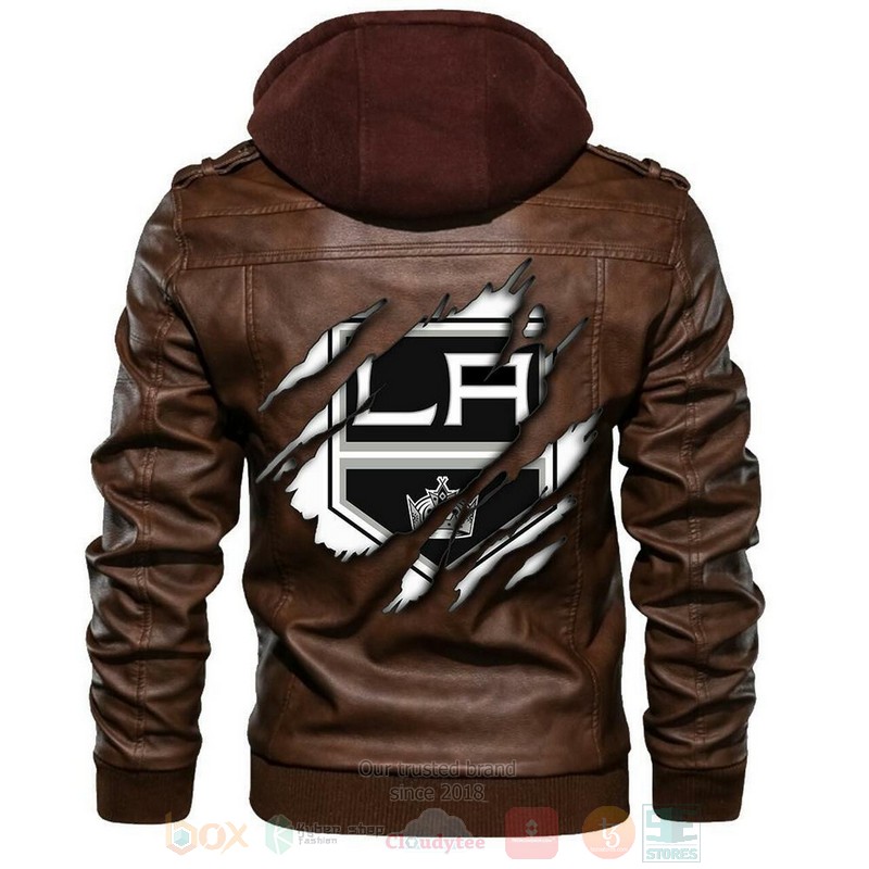 BEST NHL Teams Los Angeles Kings Sons of Anarchy Brown Motorcycle Rider Zipper Jacket Leather 4 Los Angeles Kings NHL Sons of Anarchy Brown Motorcycle Leather Jacket