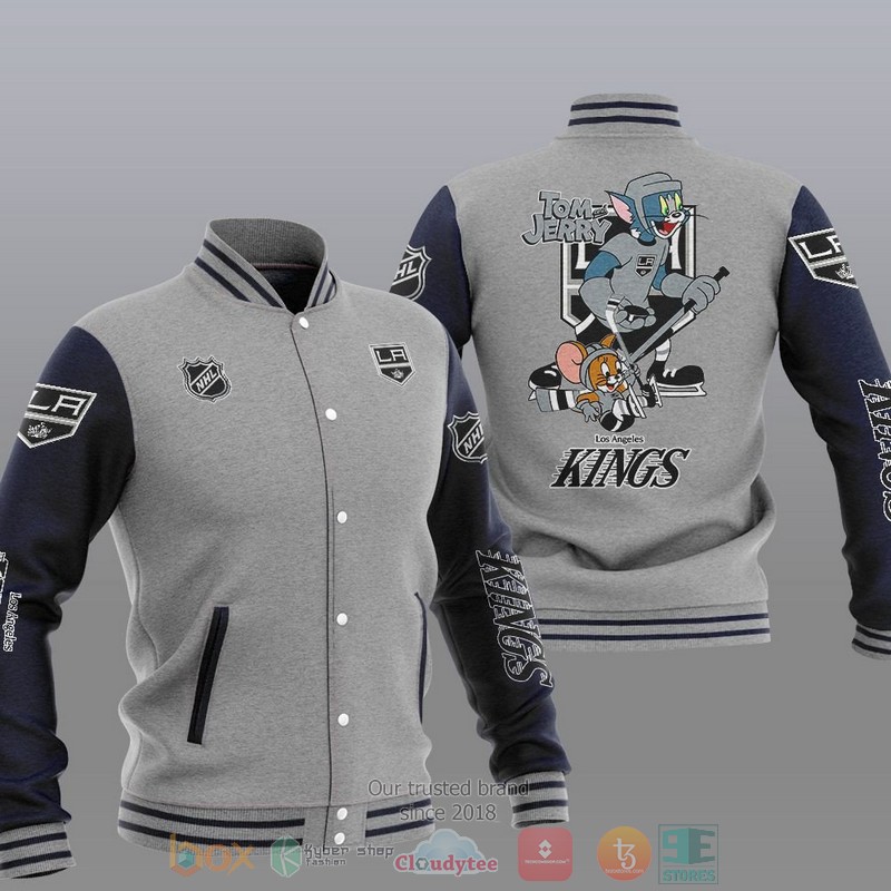 NEW Los Angeles Kings NHL Tom And Jerry Varsity Baseball Jacket 2 Los Angeles Kings NHL Tom And Jerry Baseball Jacket 1