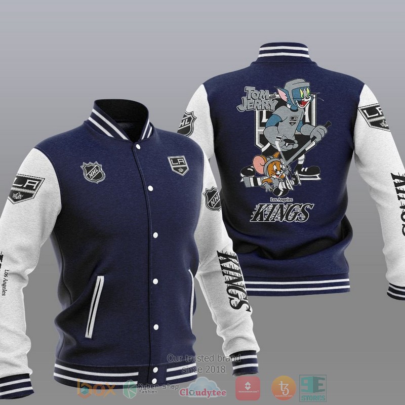 NEW Los Angeles Kings NHL Tom And Jerry Varsity Baseball Jacket 3 Los Angeles Kings NHL Tom And Jerry Baseball Jacket 1 2