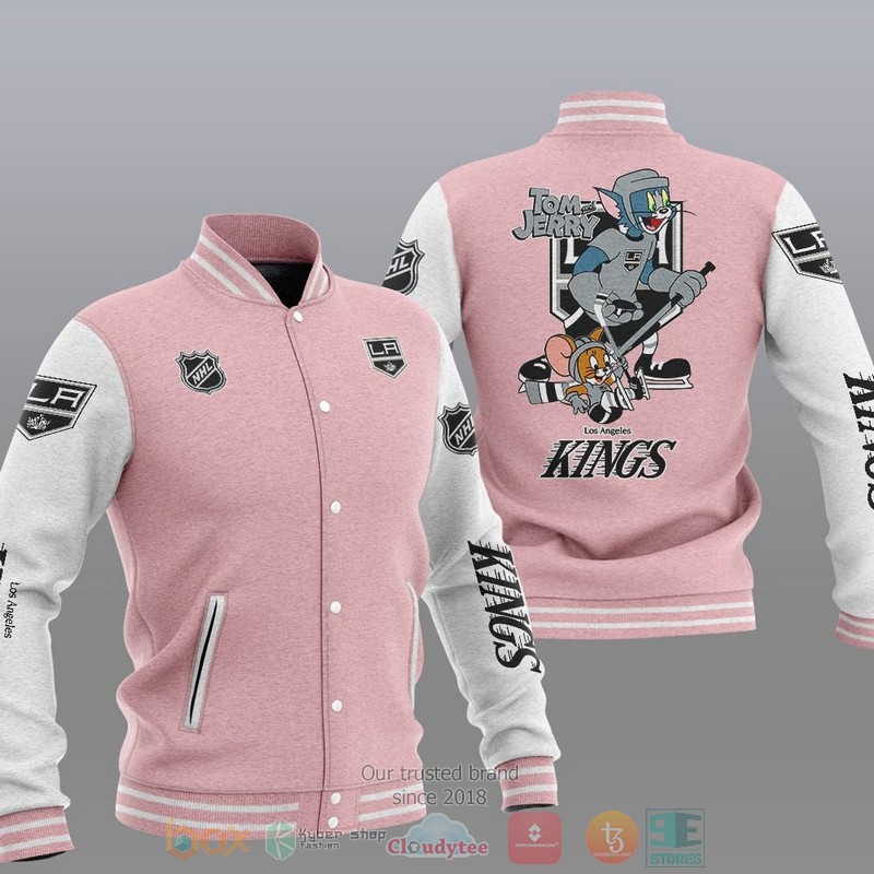 NEW Los Angeles Kings NHL Tom And Jerry Varsity Baseball Jacket 4 Los Angeles Kings NHL Tom And Jerry Baseball Jacket 1 2 3