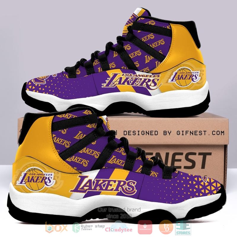 Los Angeles Lakers Nba Purple Yellow Air Jordan 11 Shoes