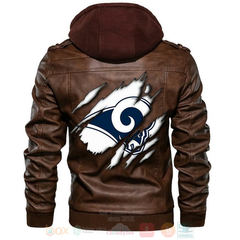 Los Angeles Rams Nfl Football Sons Of Anarchy Brown Motorcycle Leather Jacket