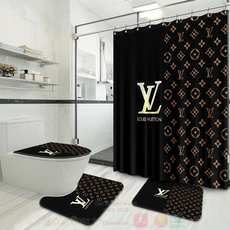 Louis Vuitton Black Brown Pattern Bathroom Sets