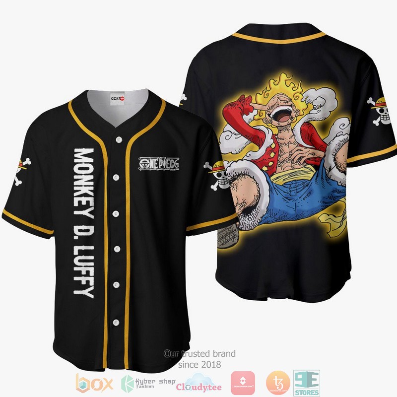 Luffy Gear 5 One Piece Black Baseball Jersey Shirt