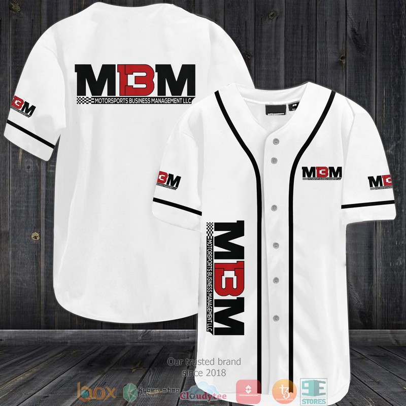 MBM Motorsports Racing Logo Car Team White Baseball Jersey