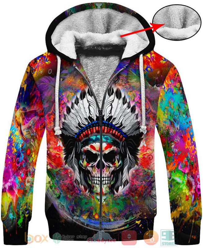HOT Color Native Skull All Over Printed 3D Shirt, Hoodie 6 Color Native Skull 3D Shirt Hoodie 1 2 3 4 5