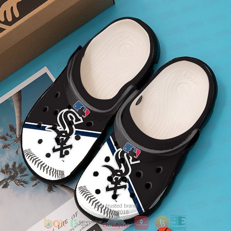 MLB Boston Red Sox Black white Crocs Crocband Clog 2 MLB Boston Red Sox Black white Crocs Crocband Clog 1