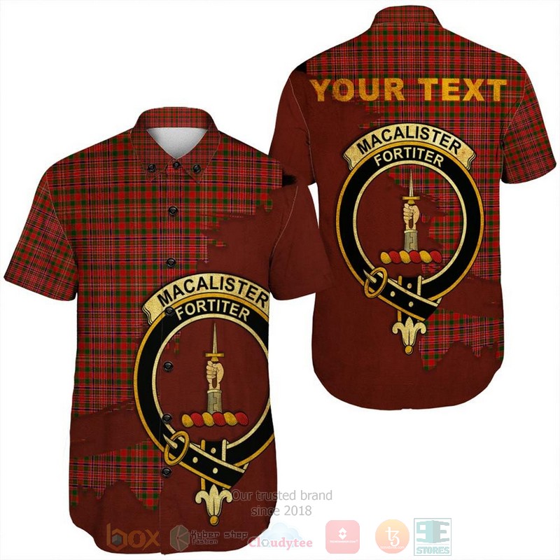 MacArthur Ancient Tartan Crest Custom Name Short Sleeve Hawaiian Shirt