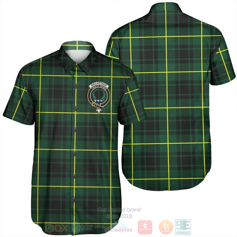 MacArthur Modern Tartan Crest Short Sleeve Hawaiian Shirt