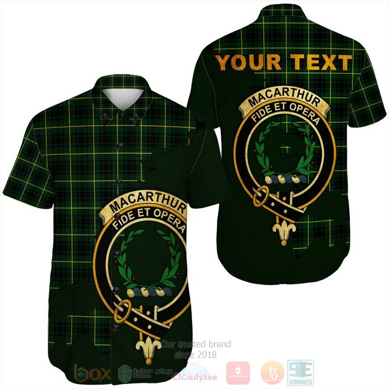 BEST MacAulay Ancient Tartan Crest Personalized Aloha Shirt 7 MacAulay Ancient Tartan Crest Custom Name Short Sleeve Hawaiian Shirt