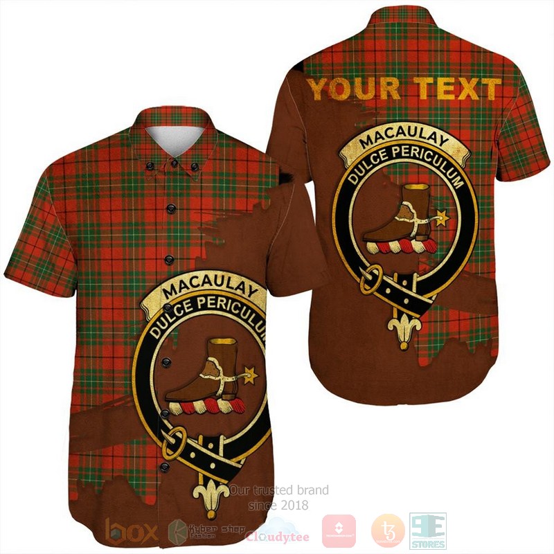 BEST MacAulay Hunting Ancient Tartan Crest Personalized Aloha Shirt 7 MacAulay Hunting Ancient Tartan Crest Custom Name Short Sleeve Hawaiian Shirt