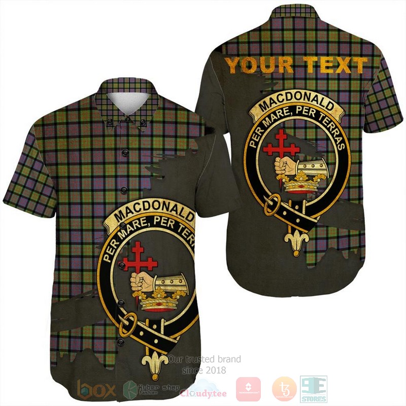 BEST MacDonald Dress Modern Tartan Crest Personalized Aloha Shirt 7 MacDonald Dress Modern Tartan Crest Custom Name Short Sleeve Hawaiian Shirt