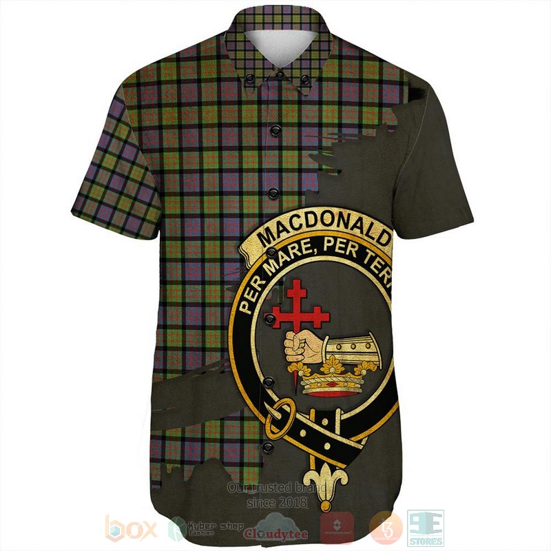 BEST MacDonald Dress Modern Tartan Crest Personalized Aloha Shirt 2 MacDonald Dress Modern Tartan Crest Custom Name Short Sleeve Hawaiian Shirt 1