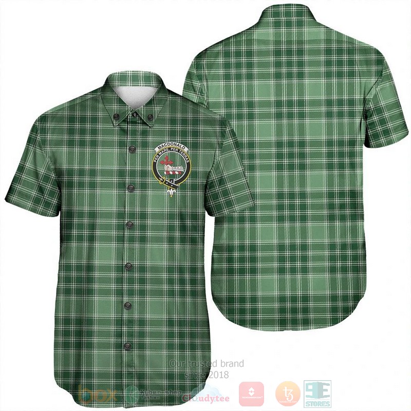 BEST MacDonald Lord of the Isles Hunting Tartan Crest Aloha Shirt 6 MacDonald Lord of the Isles Hunting Tartan Crest Short Sleeve Hawaiian Shirt