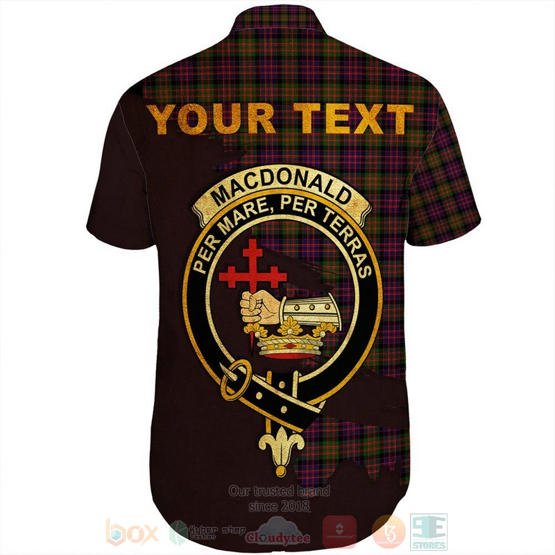 MacDonald of Clanranald Tartan Crest Custom Name Short Sleeve Hawaiian Shirt 1 2