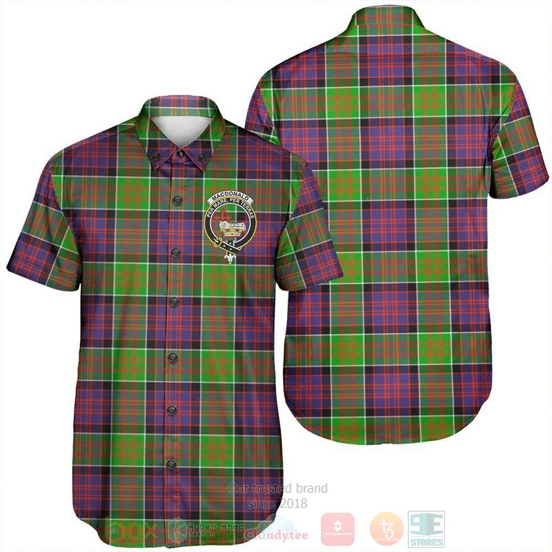 MacDonald of Clanranald Tartan Crest Short Sleeve Hawaiian Shirt