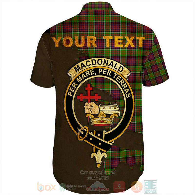 BEST MacDonald of Sleat Tartan Crest Personalized Aloha Shirt 3 MacDonald of Sleat Tartan Crest Custom Name Short Sleeve Hawaiian Shirt 1 2