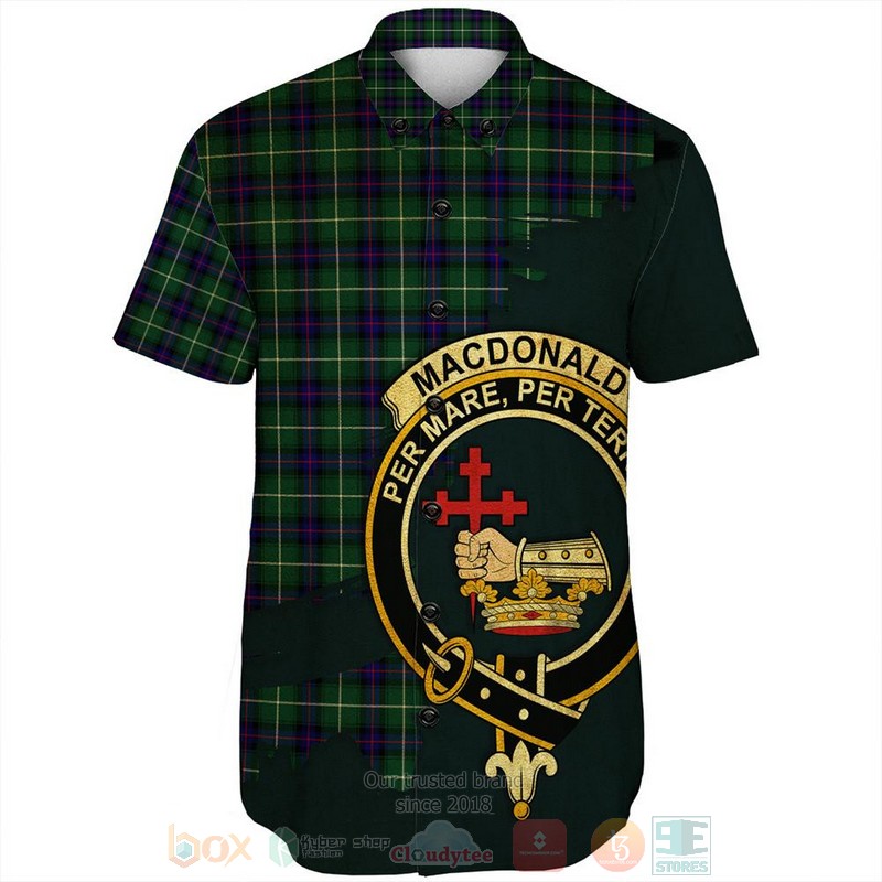 MacDonnell of Glengarry Ancient Tartan Crest Custom Name Short Sleeve Hawaiian Shirt 1