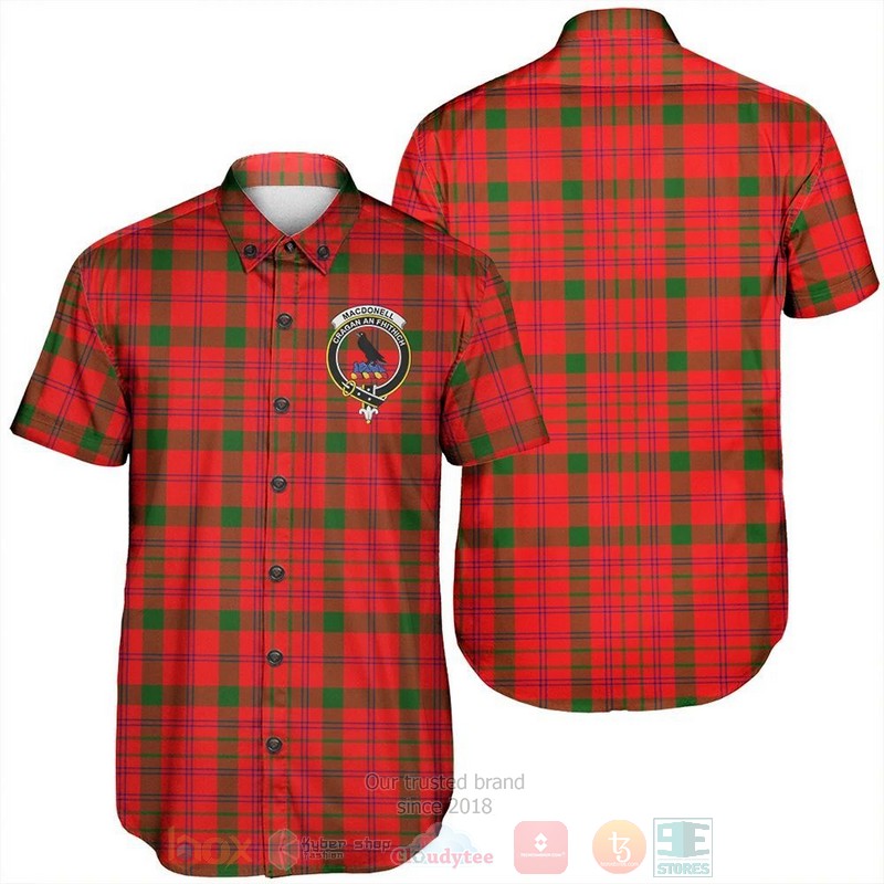 BEST MacDonnell of Keppoch Modern Tartan Crest Aloha Shirt 6 MacDonnell of Keppoch Modern Tartan Crest Short Sleeve Hawaiian Shirt