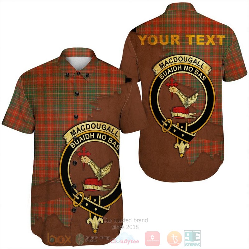 BEST MacDougall Modern Tartan Crest Personalized Aloha Shirt 7 MacDougall Modern Tartan Crest Custom Name Short Sleeve Hawaiian Shirt