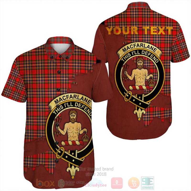 MacFie Tartan Crest Custom Name Short Sleeve Hawaiian Shirt