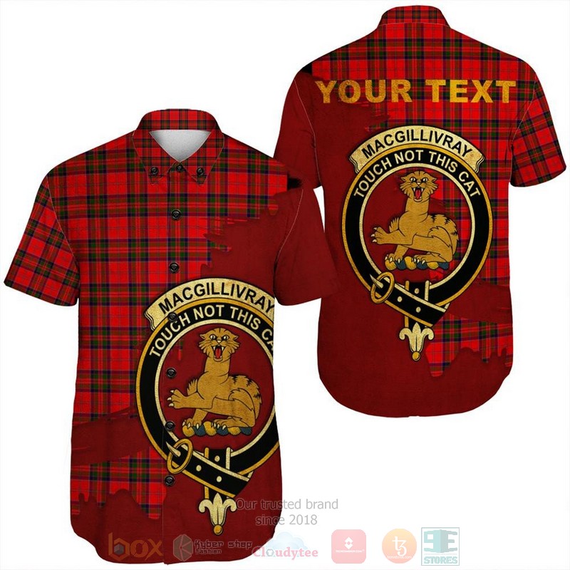 MacGregor Ancient Tartan Crest Custom Name Short Sleeve Hawaiian Shirt