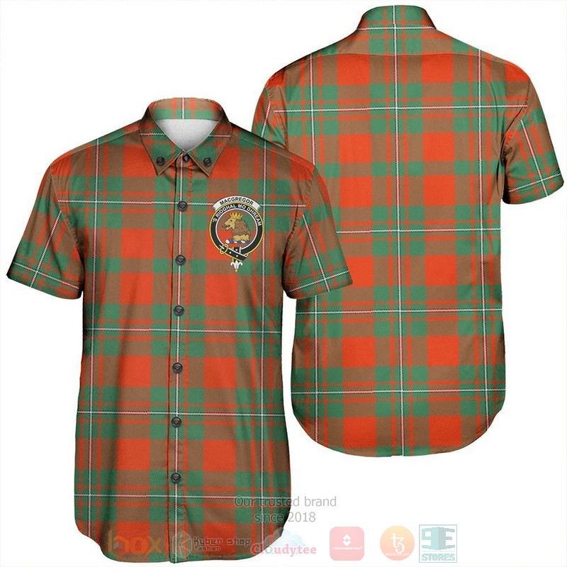 BEST MacGregor Ancient Tartan Crest Aloha Shirt 7 MacGregor Ancient Tartan Crest Short Sleeve Hawaiian Shirt