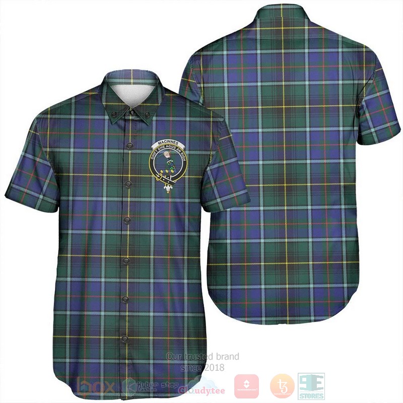 BEST MacInnes Modern Tartan Crest Aloha Shirt 6 MacInnes Modern Tartan Crest Short Sleeve Hawaiian Shirt