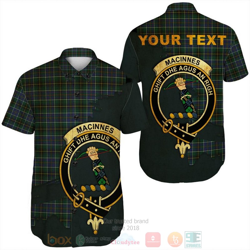 BEST MacIntyre Ancient Tartan Crest Personalized Aloha Shirt 7 MacIntyre Ancient Tartan Crest Custom Name Short Sleeve Hawaiian Shirt