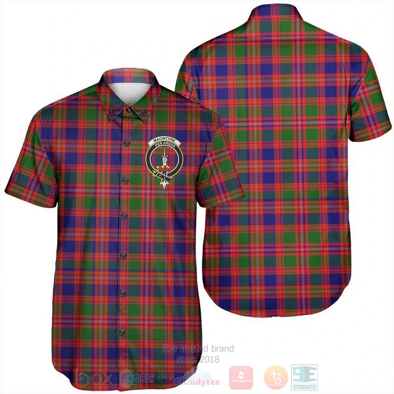 MacIntyre Modern Tartan Crest Short Sleeve Hawaiian Shirt
