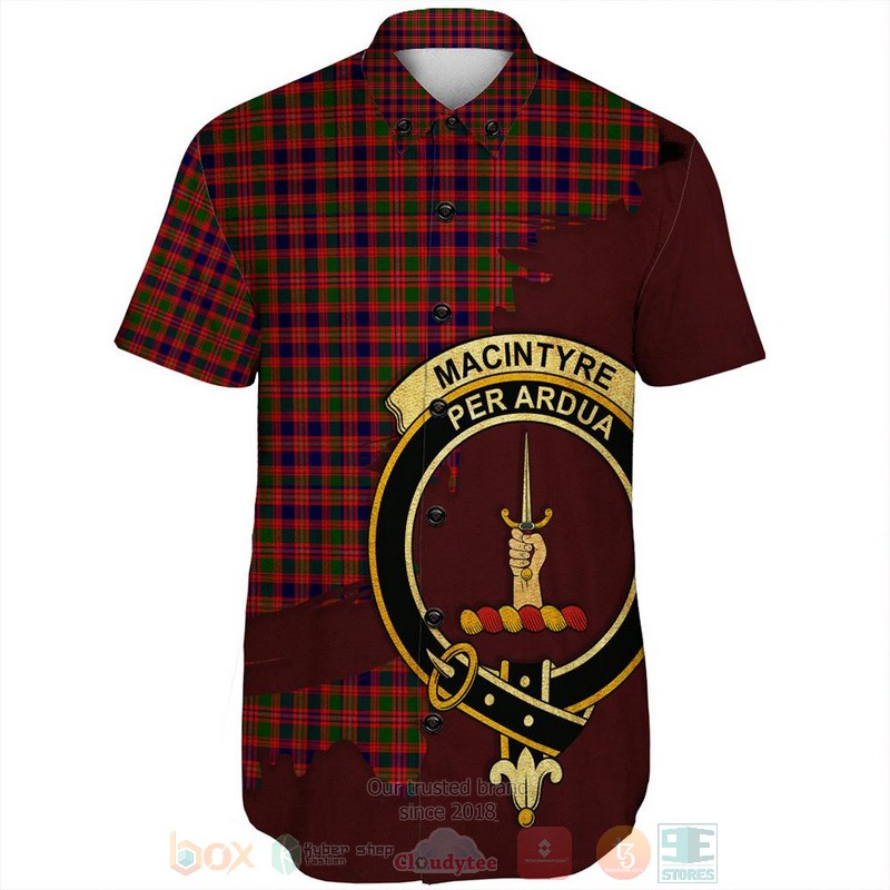 BEST MacIver Modern Tartan Crest Personalized Aloha Shirt 2 MacIver Modern Tartan Crest Custom Name Short Sleeve Hawaiian Shirt 1