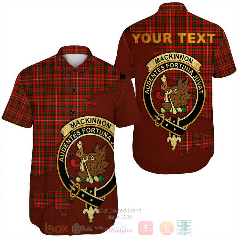 MacKintosh Ancient Tartan Crest Custom Name Short Sleeve Hawaiian Shirt