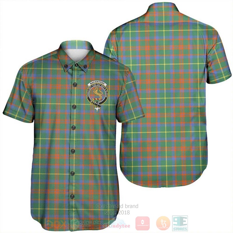 MacKintosh Hunting Ancient Tartan Crest Short Sleeve Hawaiian Shirt
