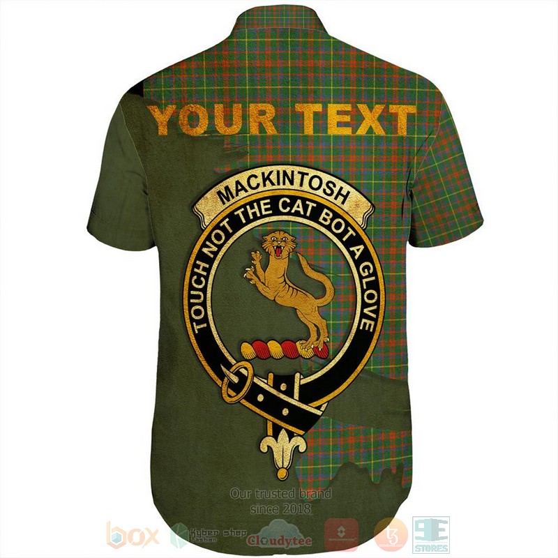 MacKintosh Hunting Modern Tartan Crest Custom Name Short Sleeve Hawaiian Shirt 1 2