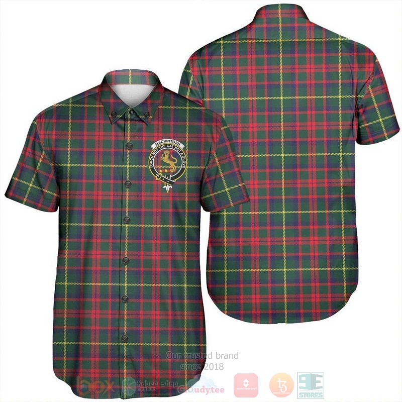 MacKintosh Hunting Modern Tartan Crest Short Sleeve Hawaiian Shirt