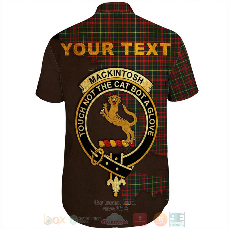 MacKintosh Hunting Weathered Tartan Crest Custom Name Short Sleeve Hawaiian Shirt 1 2