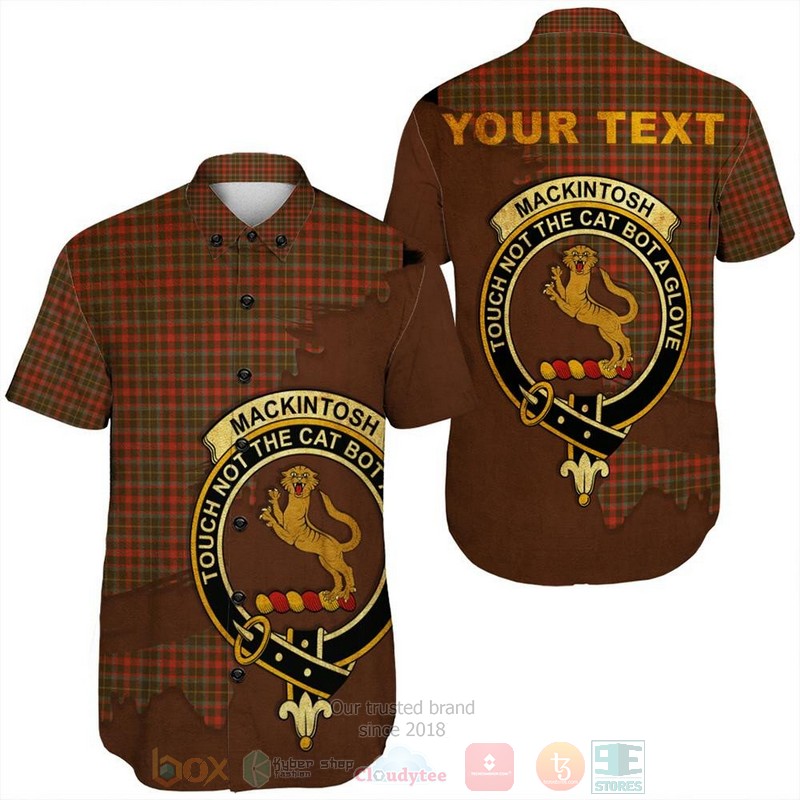 MacKintosh Modern Tartan Crest Custom Name Short Sleeve Hawaiian Shirt