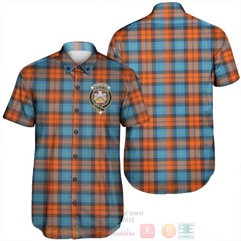 MacLachlan Ancient Tartan Crest Short Sleeve Hawaiian Shirt