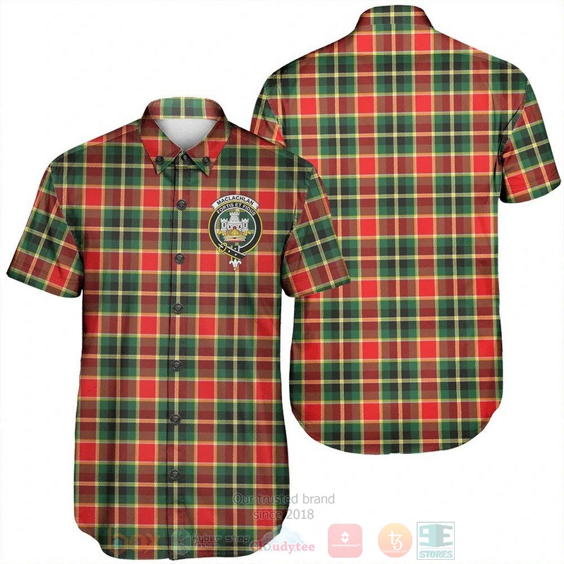MacLachlan Hunting Modern Tartan Crest Short Sleeve Hawaiian Shirt