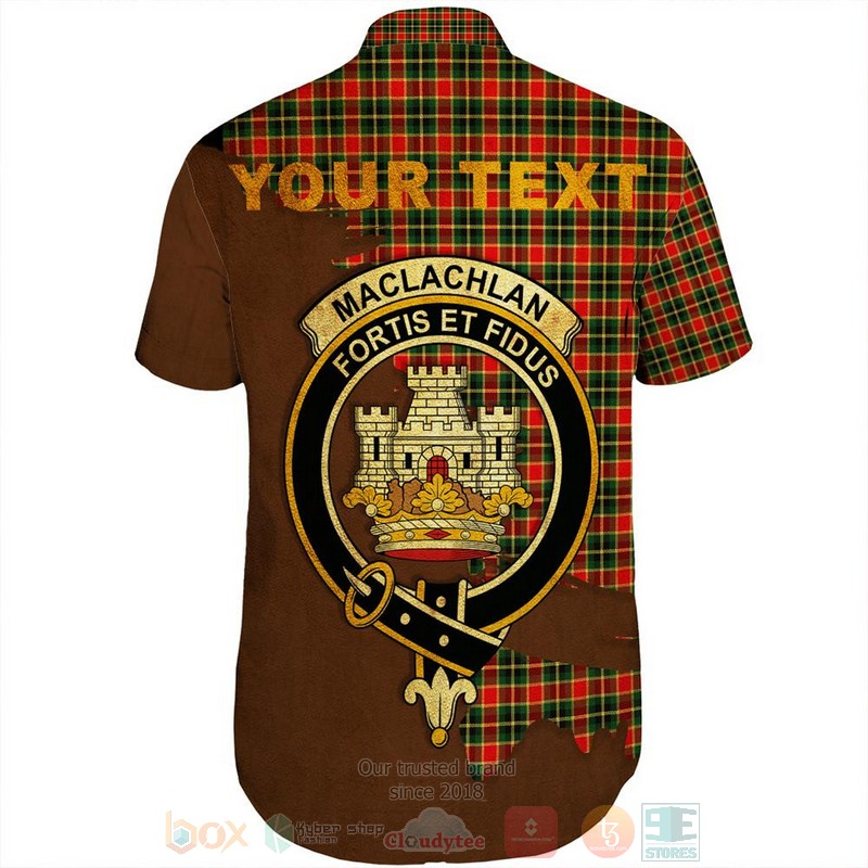 MacLachlan Modern Tartan Crest Custom Name Short Sleeve Hawaiian Shirt 1 2