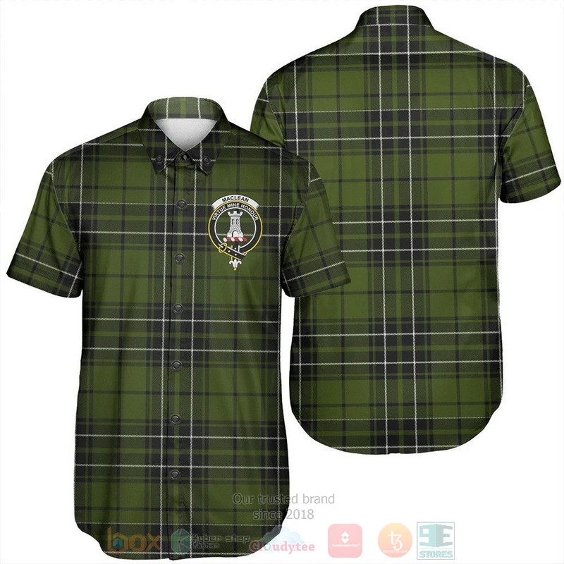 MacLean Hunting Ancient Tartan Crest Short Sleeve Hawaiian Shirt