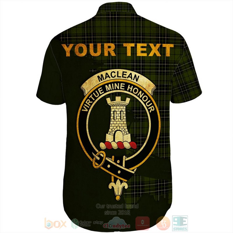 MacLean Hunting Tartan Crest Custom Name Short Sleeve Hawaiian Shirt 1 2