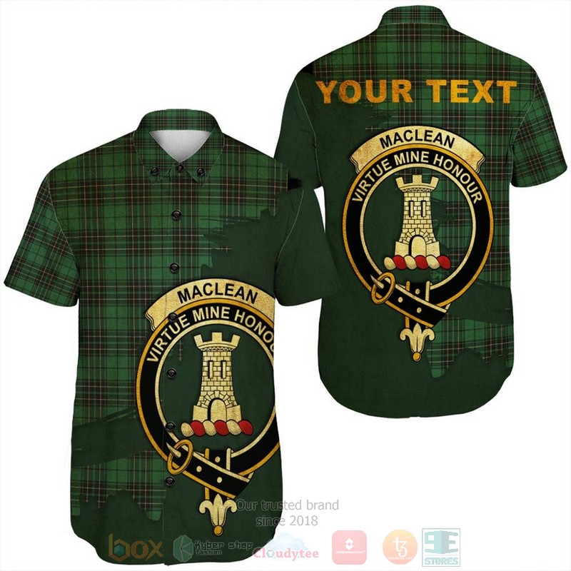 BEST MacLean of Duart Ancient Tartan Crest Personalized Aloha Shirt 1 MacLean of Duart Ancient Tartan Crest Custom Name Short Sleeve Hawaiian Shirt