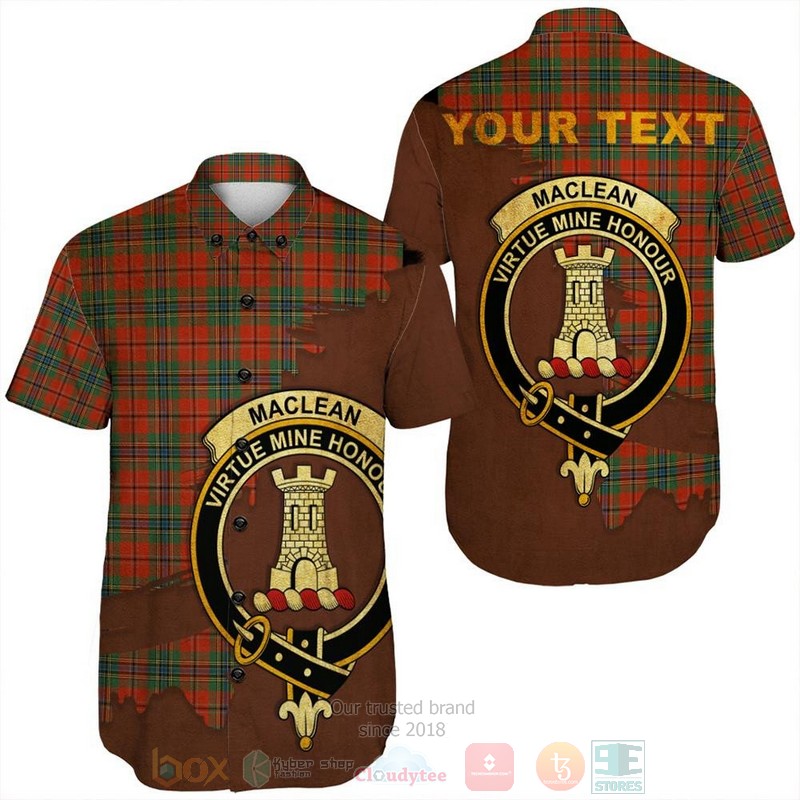 BEST MacLean of Duart Modern Tartan Crest Personalized Aloha Shirt 1 MacLean of Duart Modern Tartan Crest Custom Name Short Sleeve Hawaiian Shirt