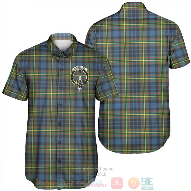 BEST MacLellan Ancient Tartan Crest Aloha Shirt 6 MacLellan Ancient Tartan Crest Short Sleeve Hawaiian Shirt