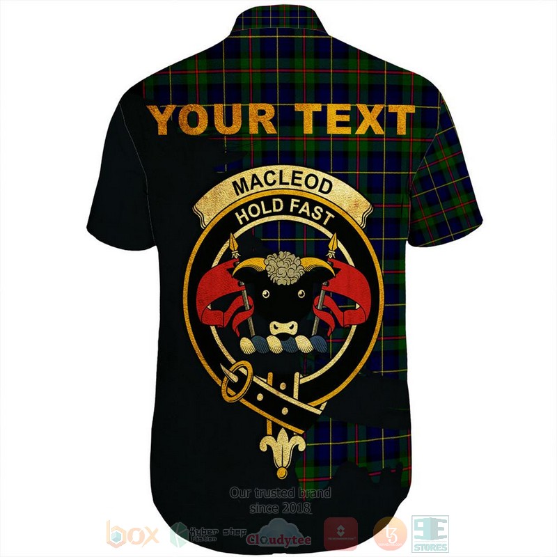 MacLeod of Harris Weathered Tartan Crest Custom Name Short Sleeve Hawaiian Shirt 1 2