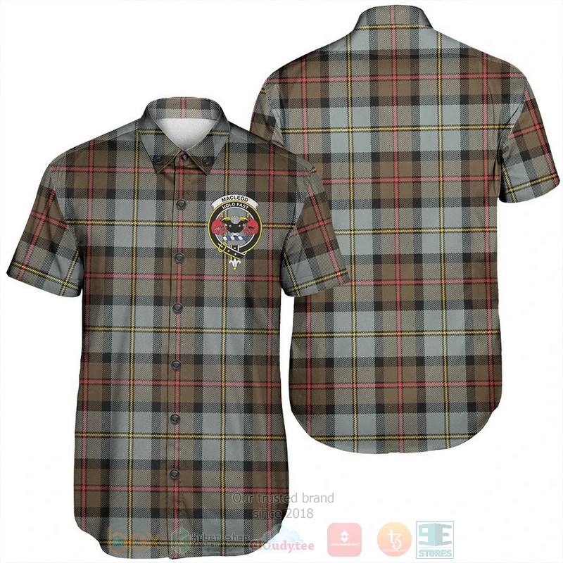 MacLeod of Harris Weathered Tartan Crest Short Sleeve Hawaiian Shirt